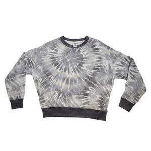 Victorias Secret PINK Tie Dye Mesh Sweatshirt Gray White Long Sleeve Womens Med